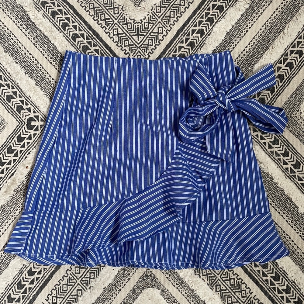 Striped Wrap Style Mini Skirt